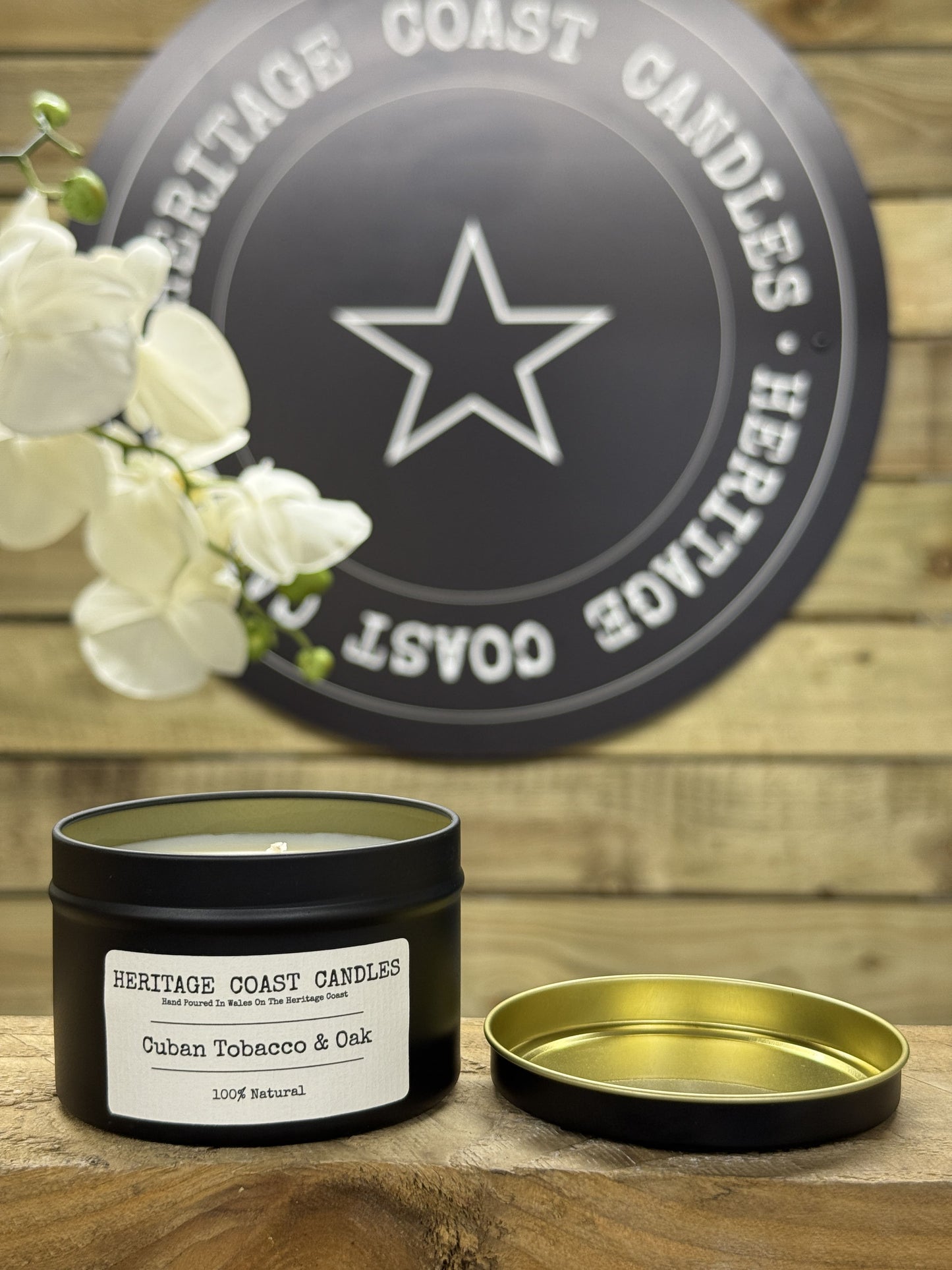Heritage Coast Candles Cuban Tobacco & Oak Tin Candle
